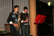 Evan Hefer performing Clarinet and Nicholas Kershaw performing Saxophone